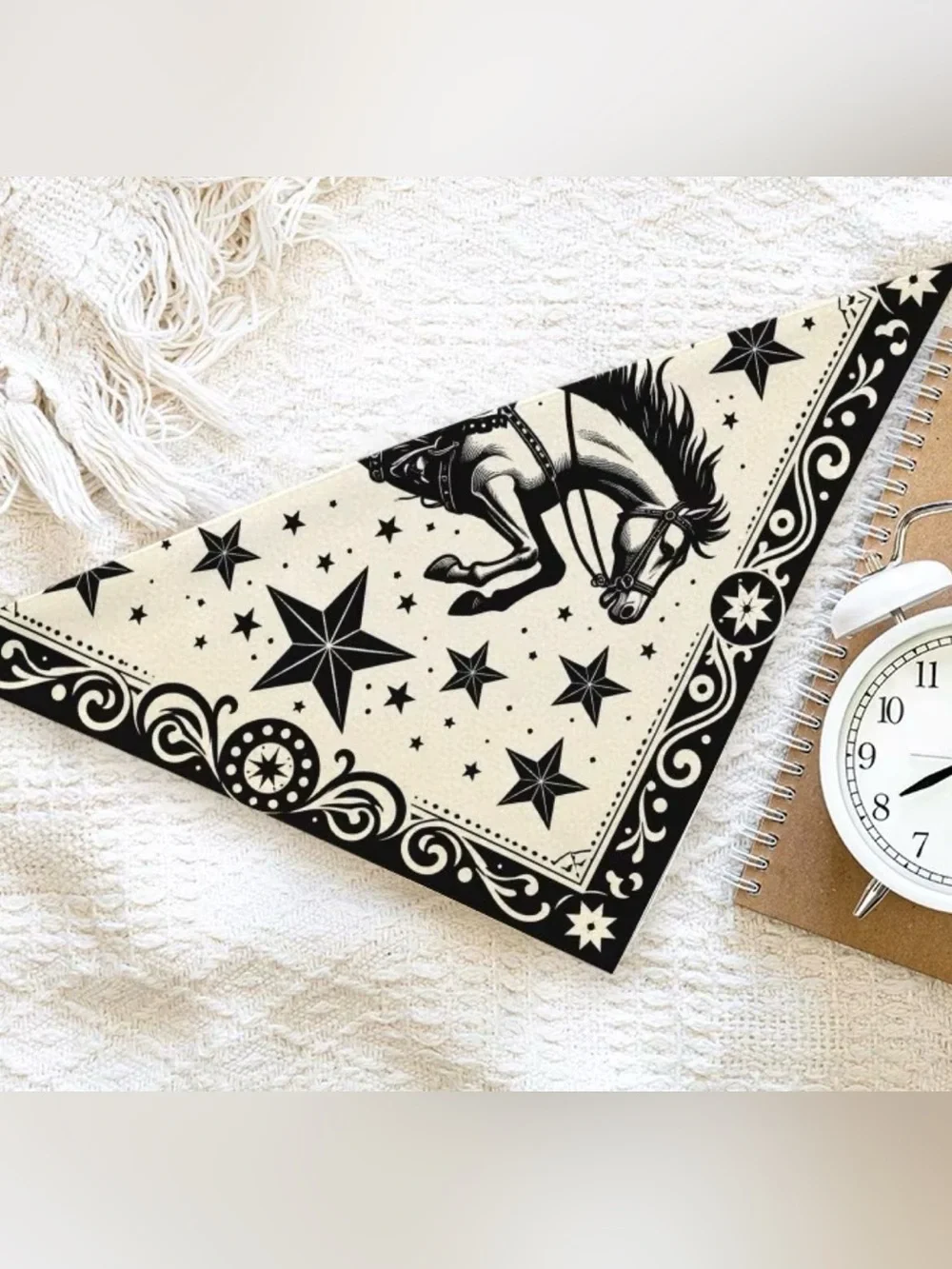 Ride ‘em Cowboy & Horse Graphic Bandana Scarf - Black and White